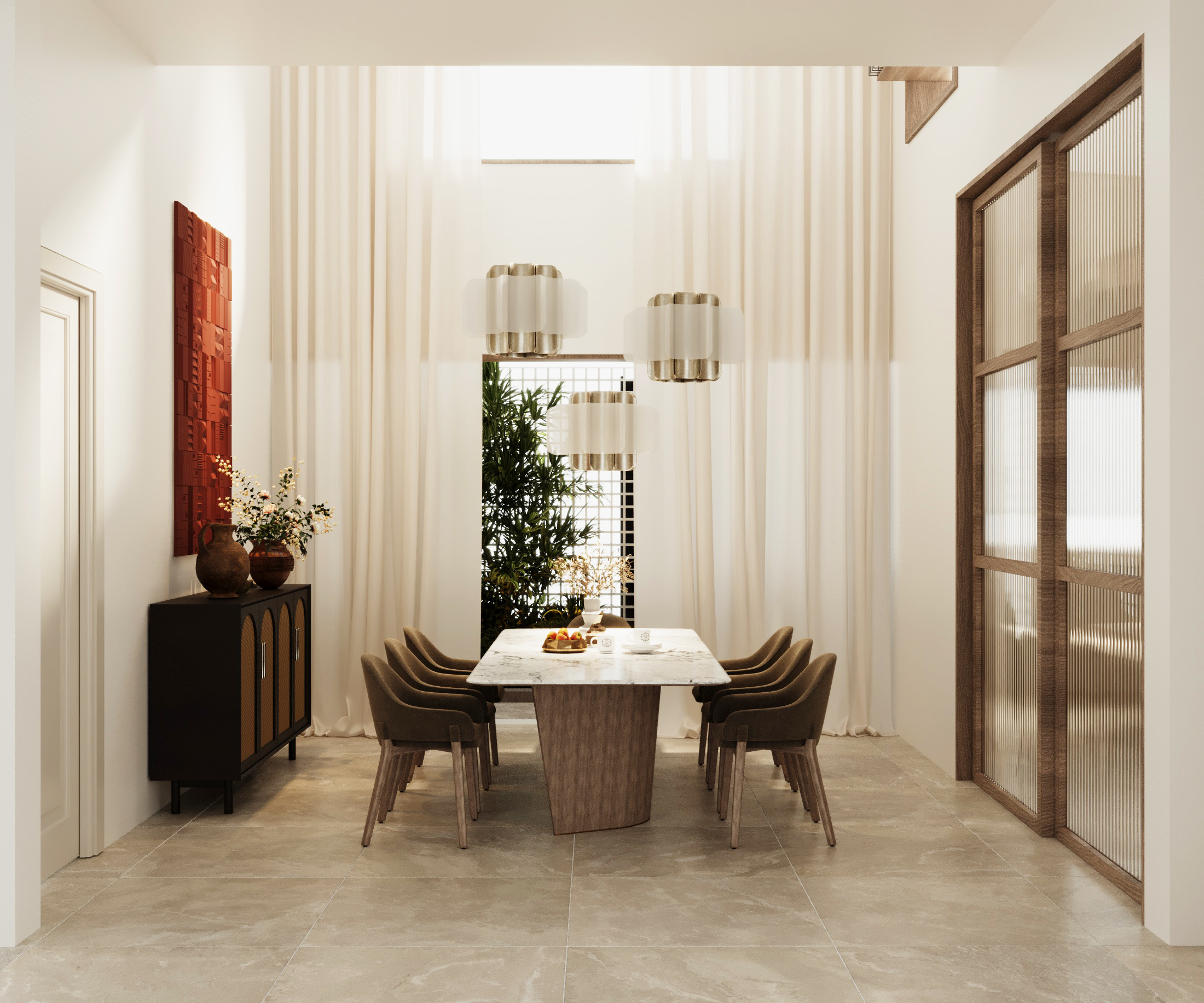 Elegant Modern Dining Room Interior by Jahasil Design Studio Calicut