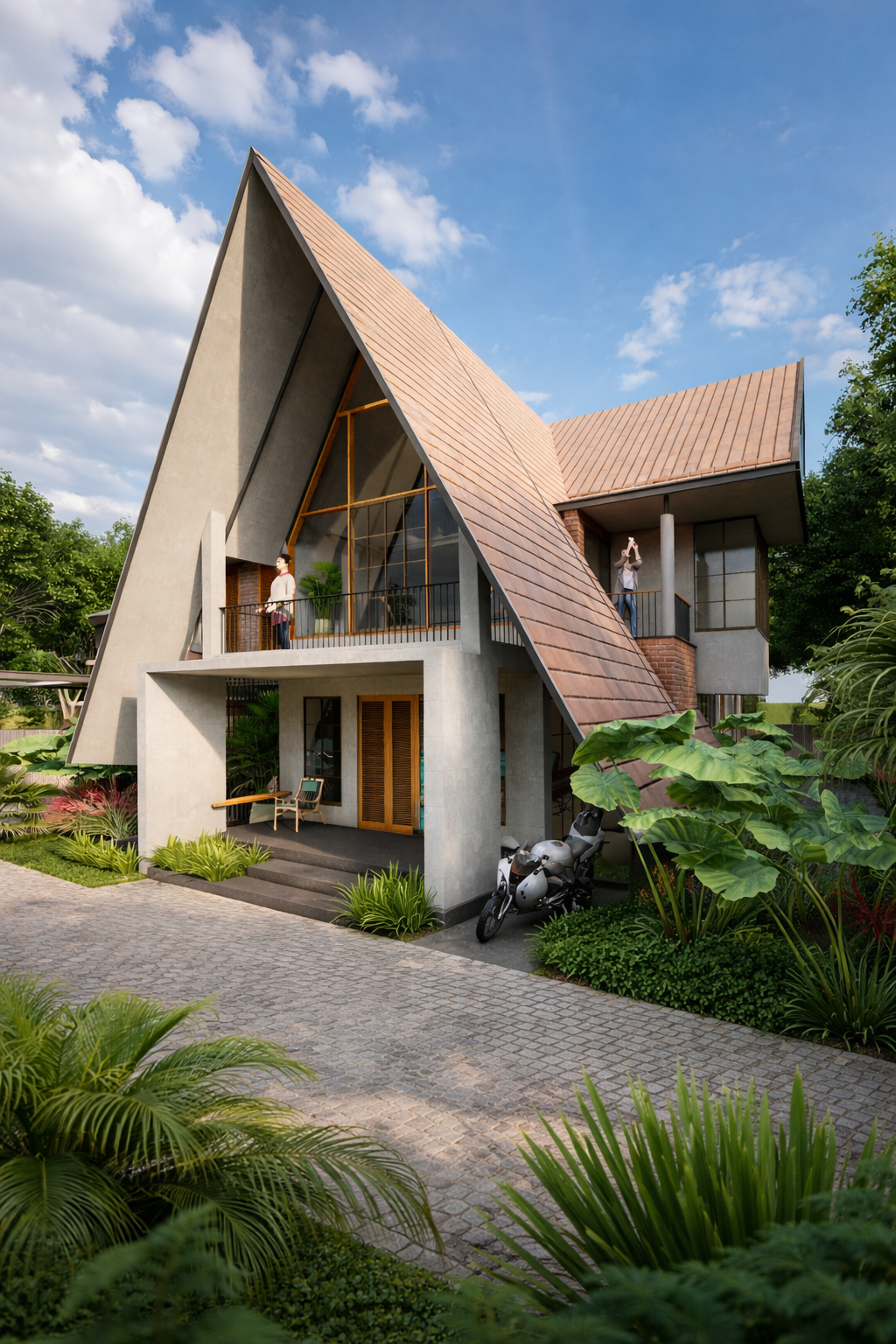 Unique A-Frame House Design and Architecture by Jahasil Design Studio Calicut